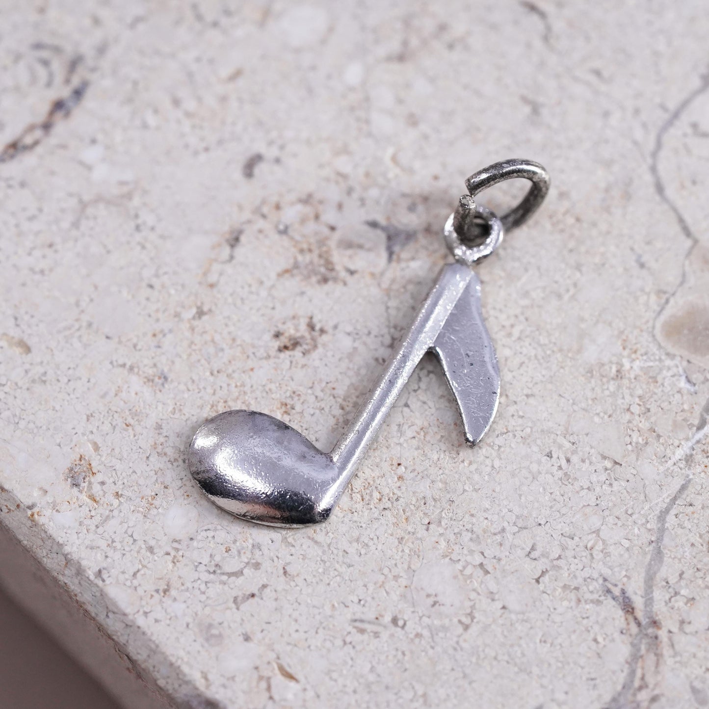 Vintage Sterling silver handmade pendant, 925 music note charm