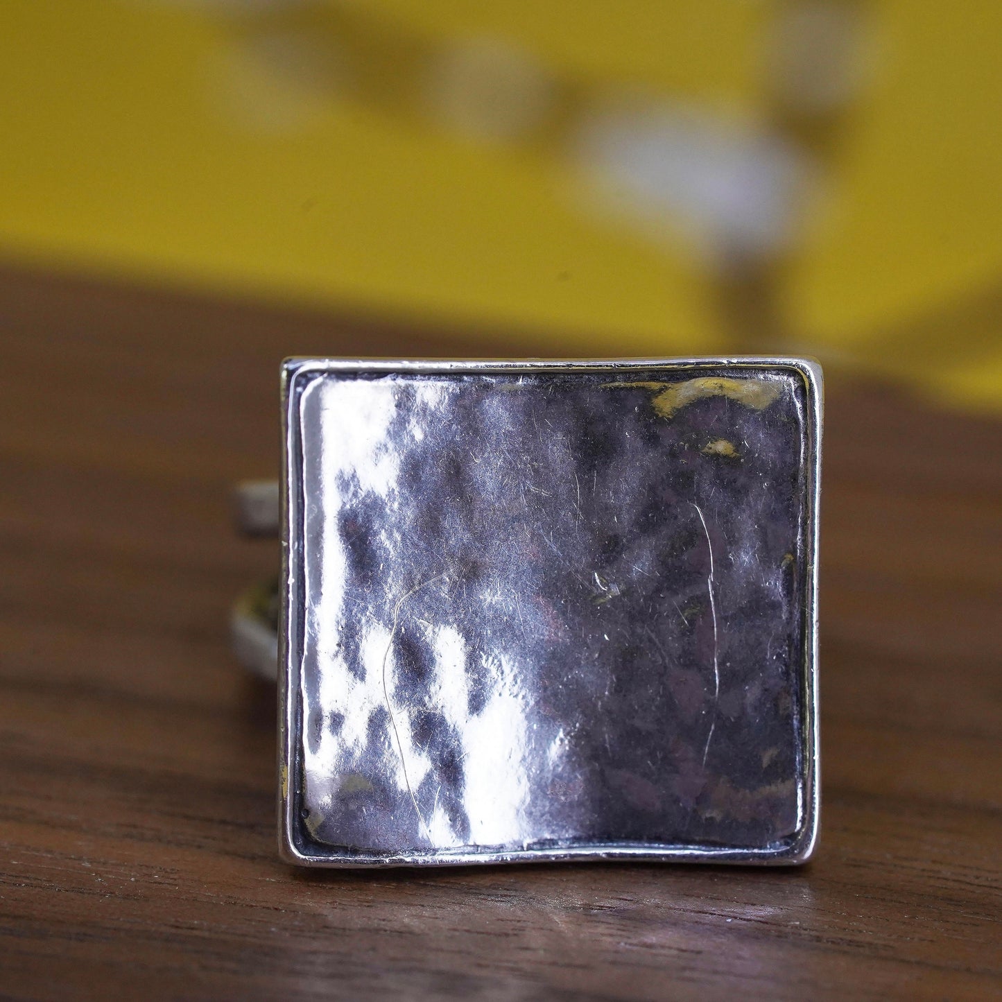 Size 7, Silpada hammered sterling silver square ring. 925 ring, Model R1688