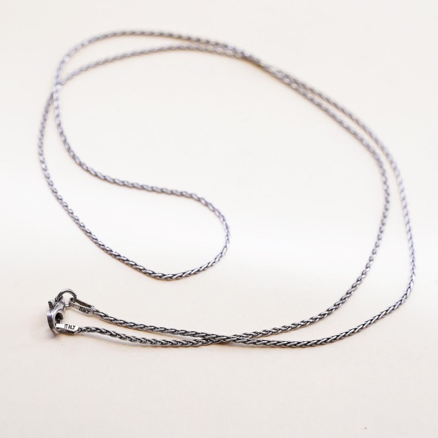 20" 1mm, vintage Italian Sterling silver necklace, 925 Wheat chain