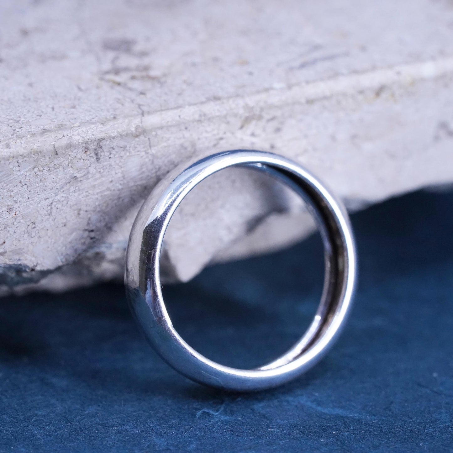 Size 7.5 vintage Sterling silver handmade ring, 925 wedding band