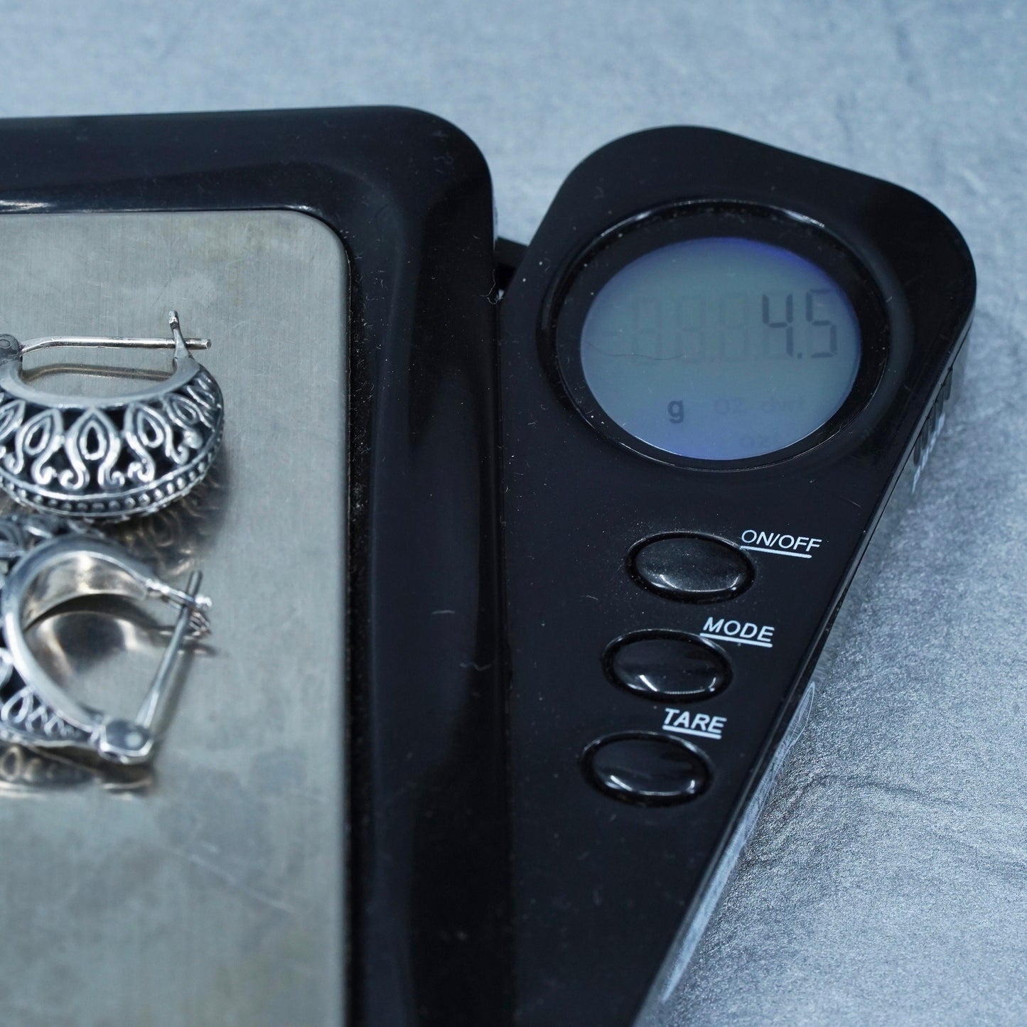 0.5”, vintage Sterling silver handmade earrings, 925 filigree huggie hoops