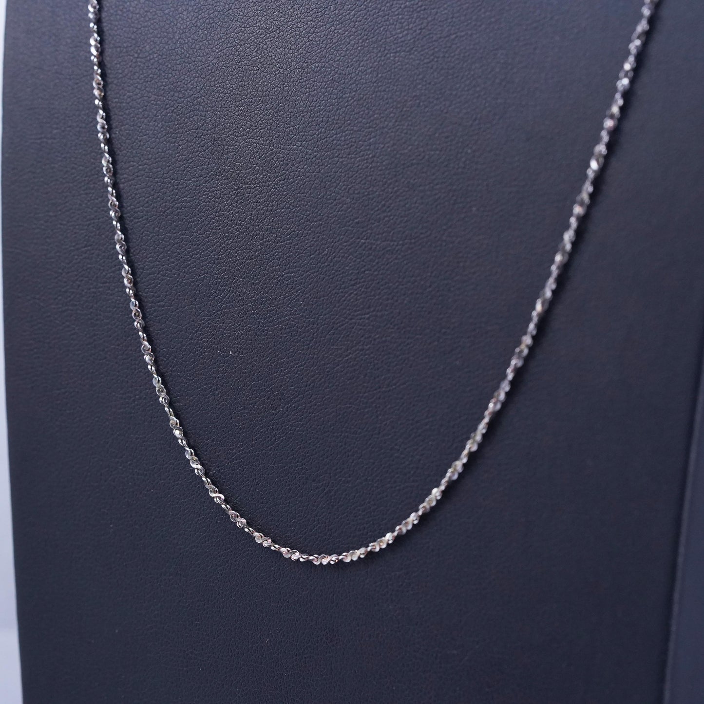 24” 1.6mm, vintage Italy Sterling 925 silver twisted chain necklace