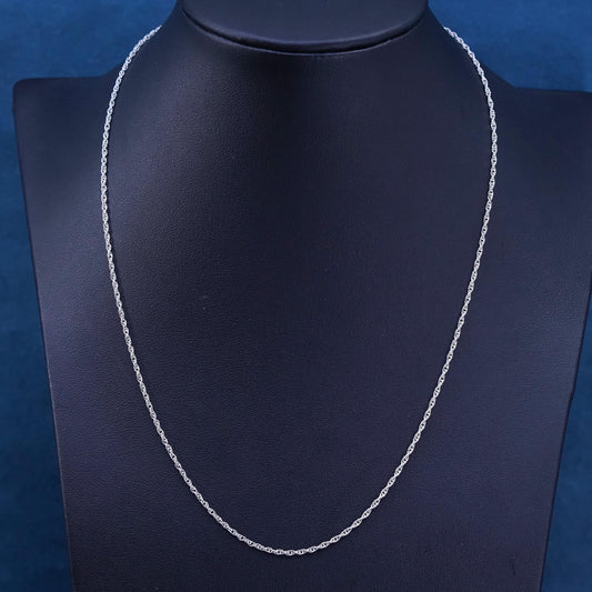 18”, 1.6mm, vintage Sterling silver handmade necklace, 925 rope chain