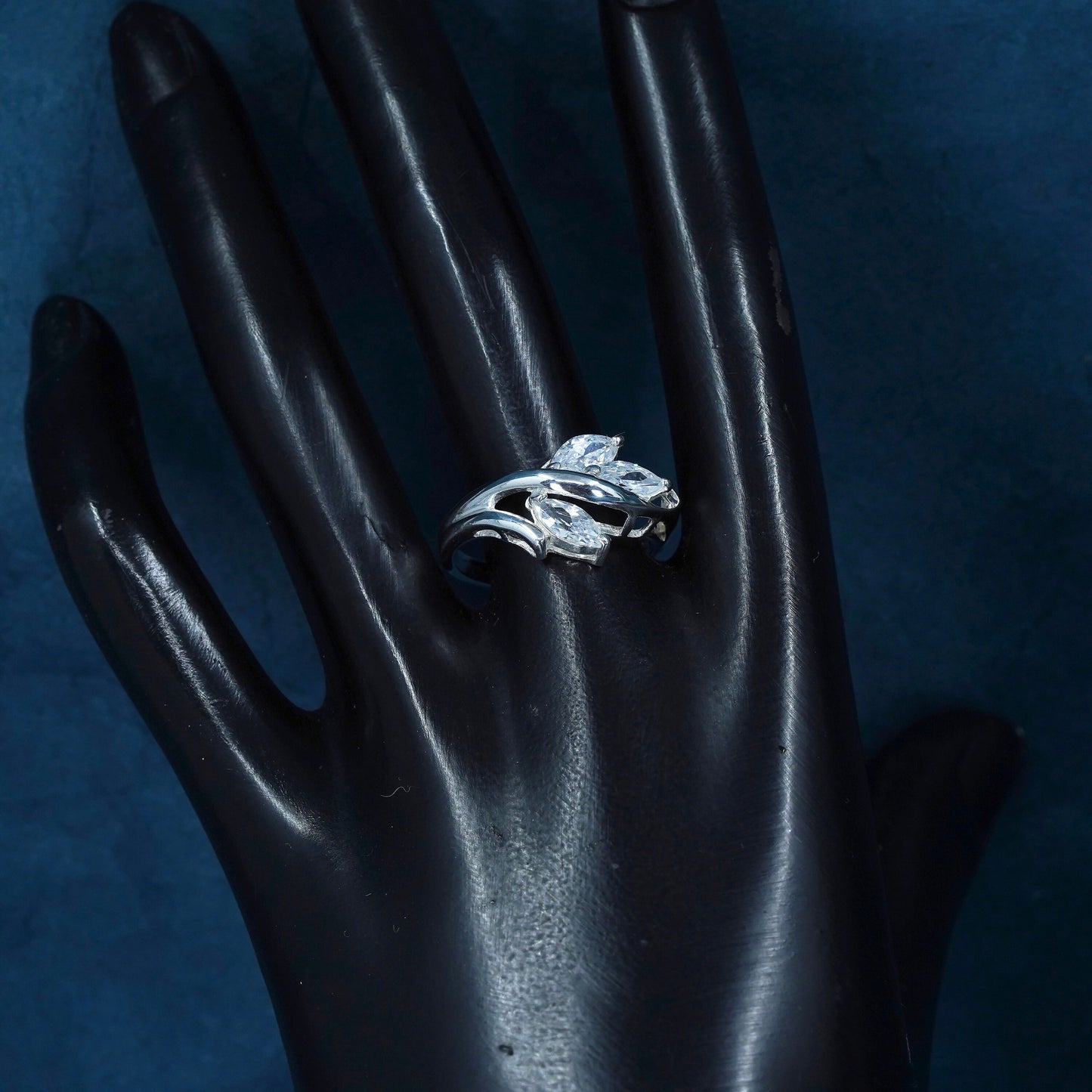 Size 9.5, vintage Sterling 925 silver handmade engagement ring with cz details