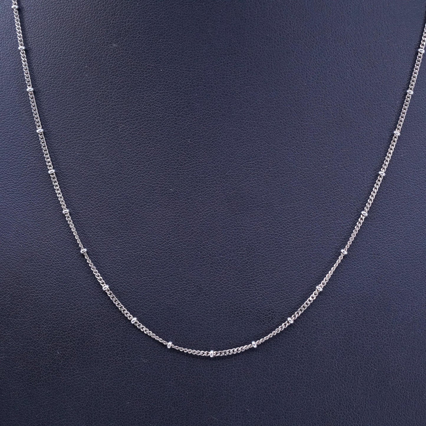 18” 2mm, vintage Italian Sterling 925 silver twisted curb chain necklace beads