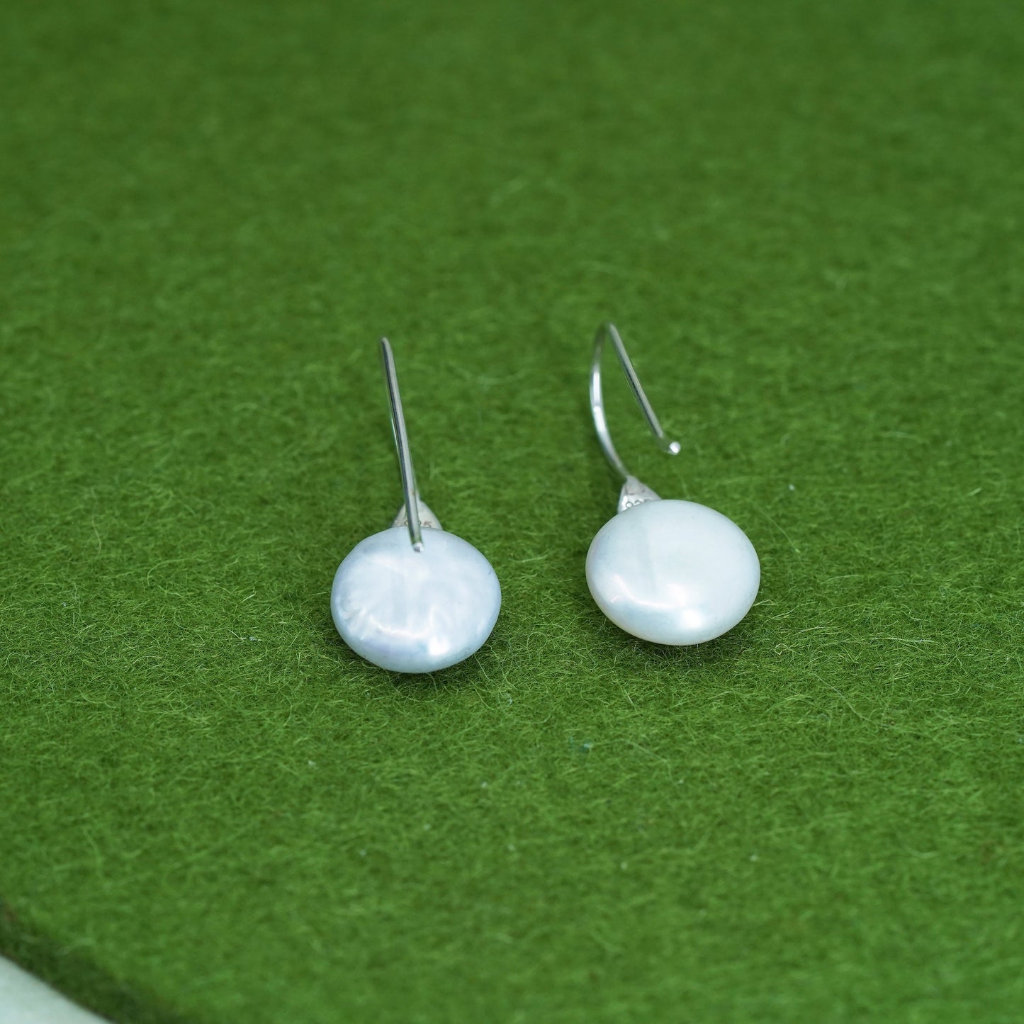 vintage Sterling silver 925 handmade earrings with freshwater coin pearl drops