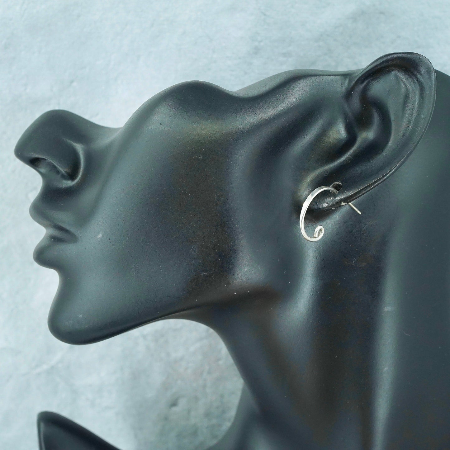 0.75”, vintage Sterling silver handmade earrings, modern 925 huggie studs