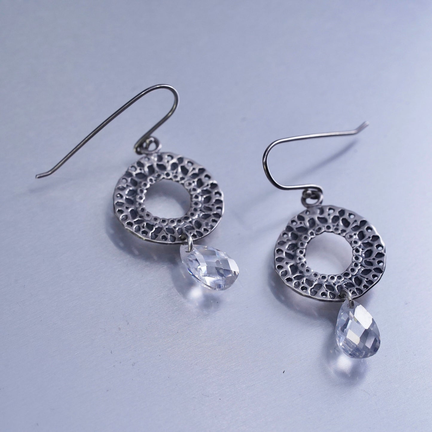 silpada sterling silver earrings, 925 circle drops teardrop crystal dangle