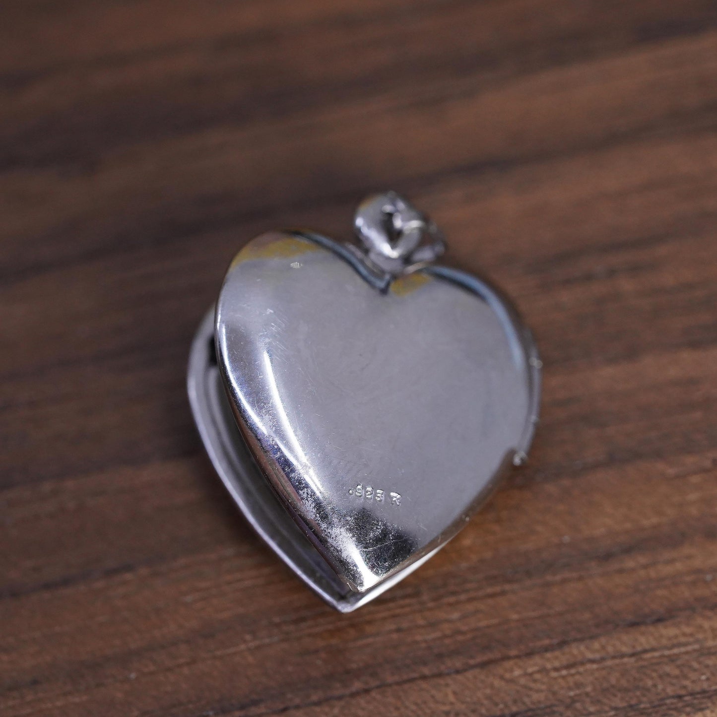 VTG Sterling silver pendant, 925 heart photo locket cross and mother of pearl