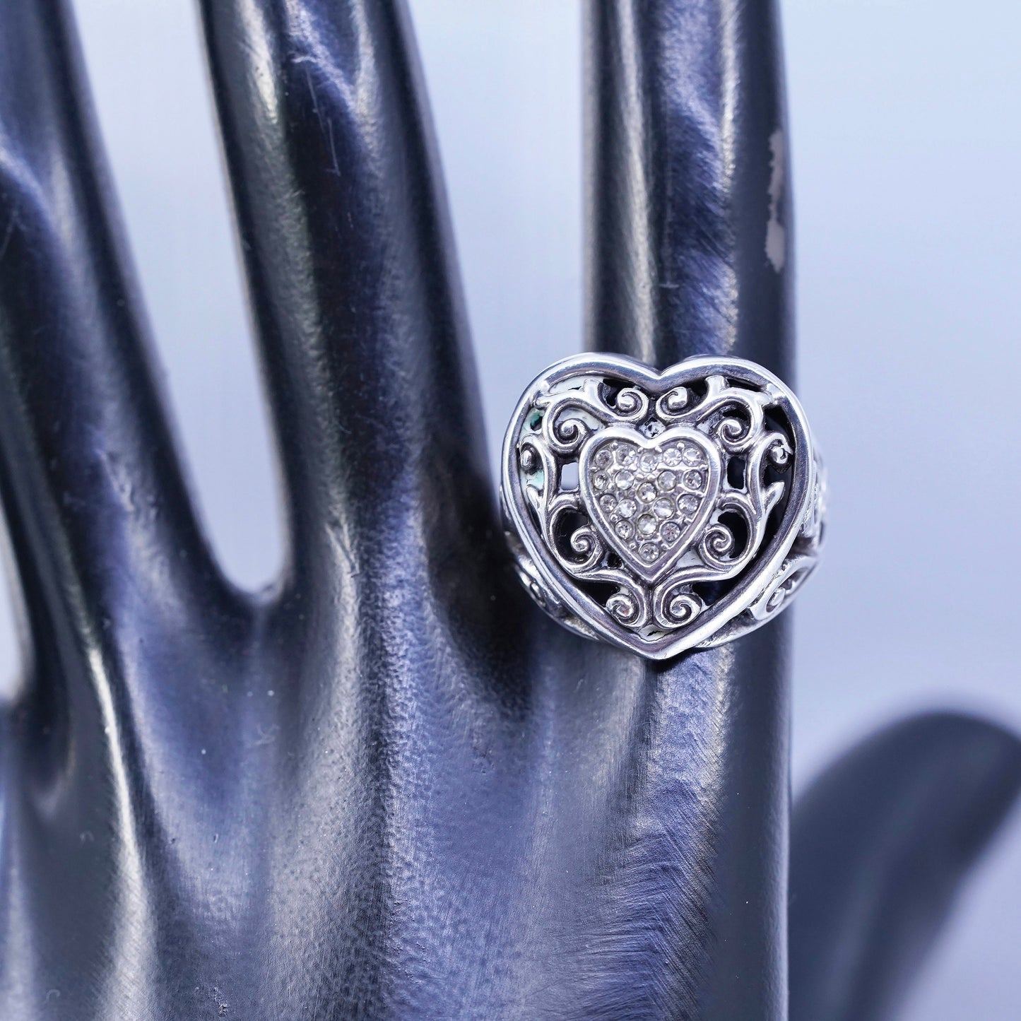 Size 8.5, Brighton Sayan Sterling silver ring, engagement ring, 925 silver CZ