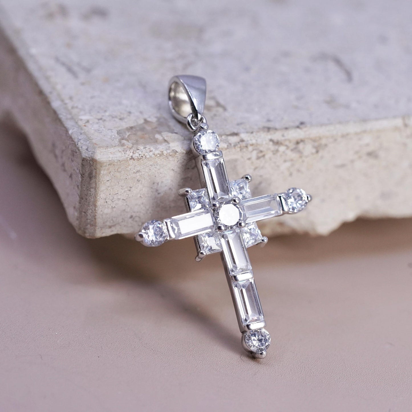 Vintage Sterling silver handmade pendant, 925 cluster cross