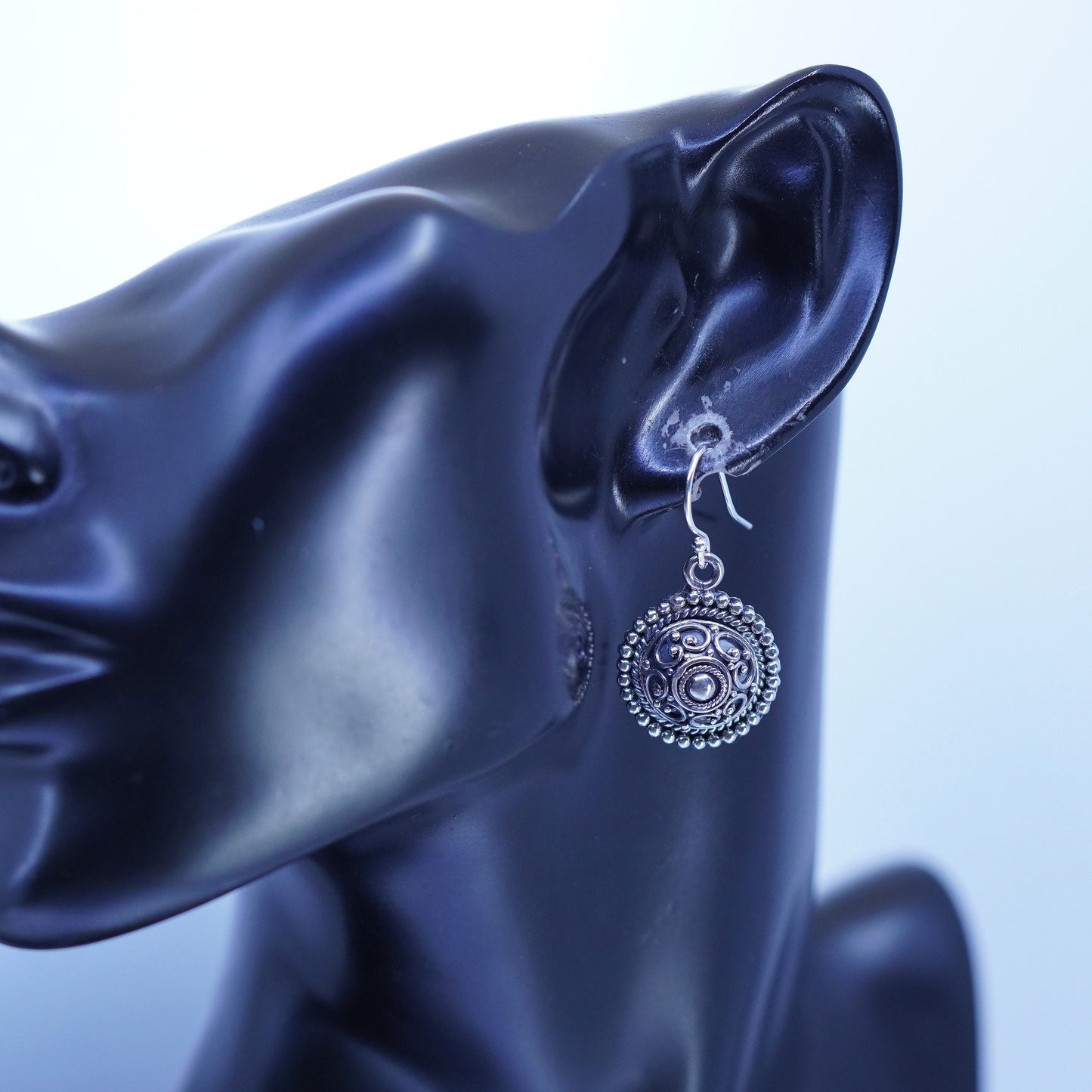 vintage BA Suarti Bali Sterling 925 Silver Pierced Earrings with bead