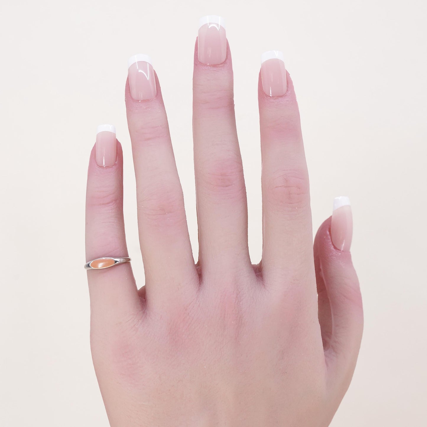 Size 4, Vintage sterling 925 silver handmade band ring with pink enamel