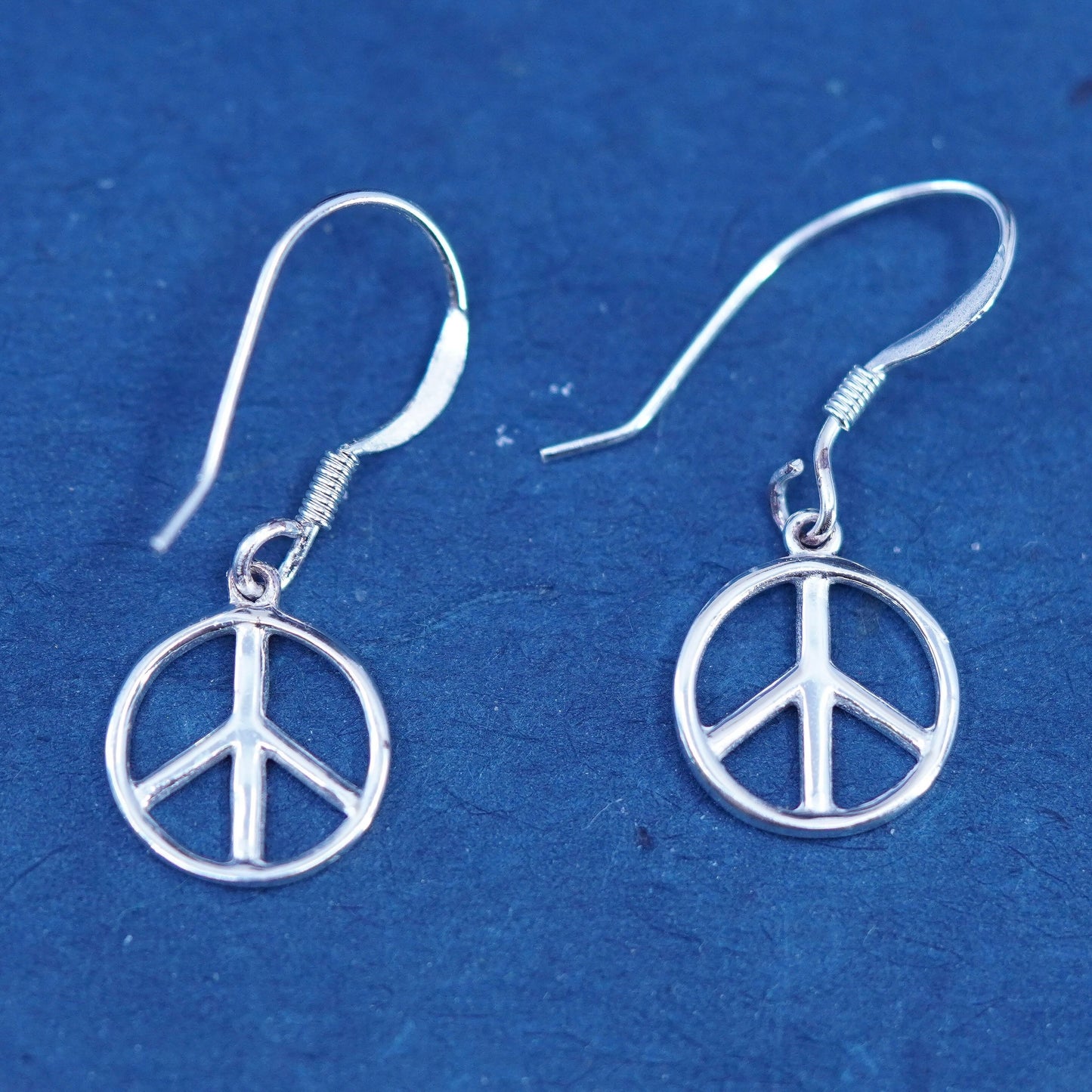 Vintage sterling 925 silver handmade earrings, CND peace sign