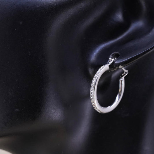0.75", Vintage sterling silver loop single earring, fashion primitive hoop cz