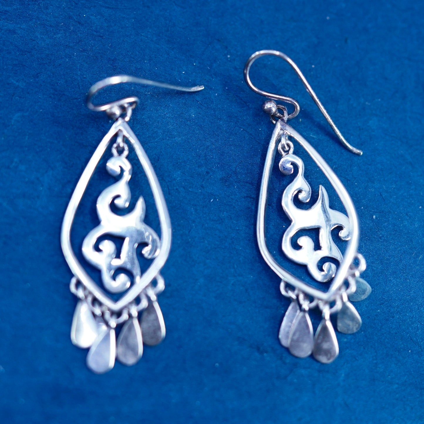 vtg silpada Sterling silver handmade earrings, 925 filigree teardrop dangles