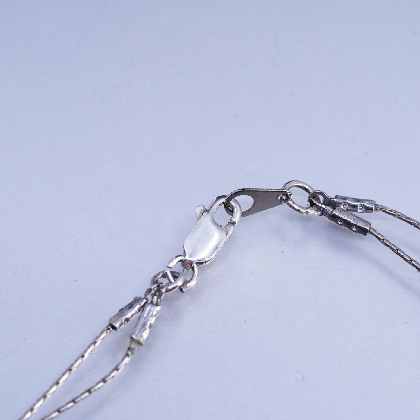 18” Sterling Silver 925 double strands chain necklace black and white crystal