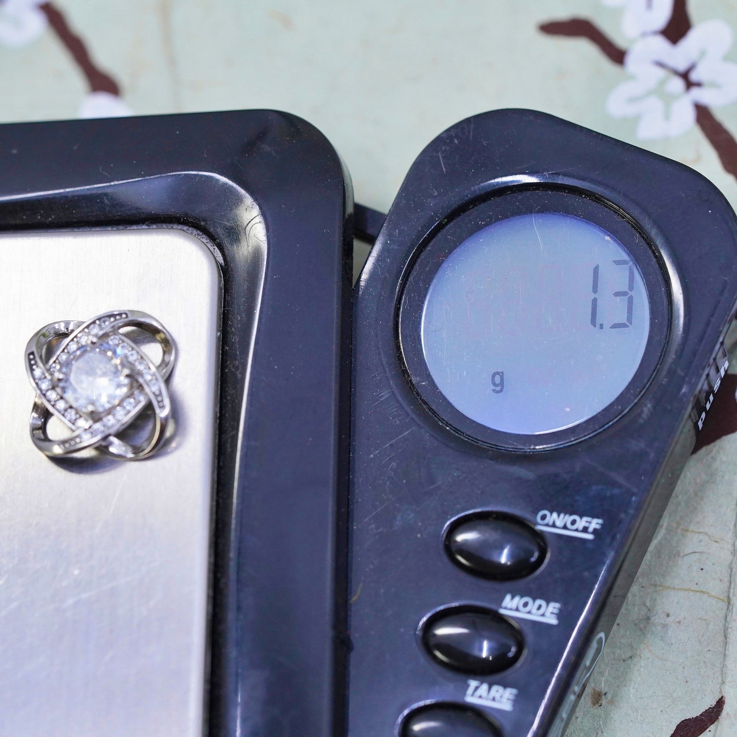 Vintage sterling silver cz crystal pendant, 925 pendant