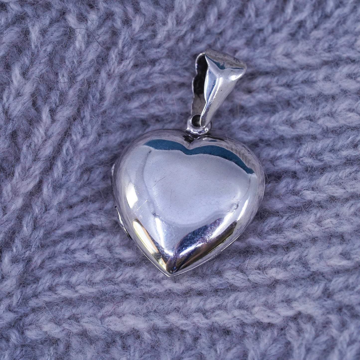 Vintage Sterling silver handmade pendant, 925 heart photo locket with mom