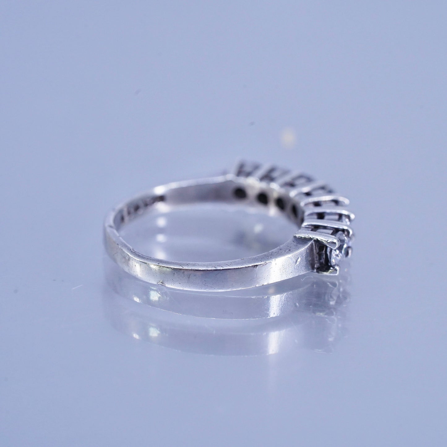 Size 5, vintage southwestern Sterling 925 silver wedding ring, Cz band