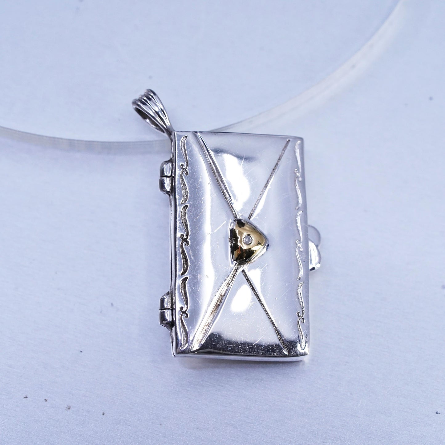Bradford Exchange 925 Sterling Silver Letter Of Love Locket pendant gold heart