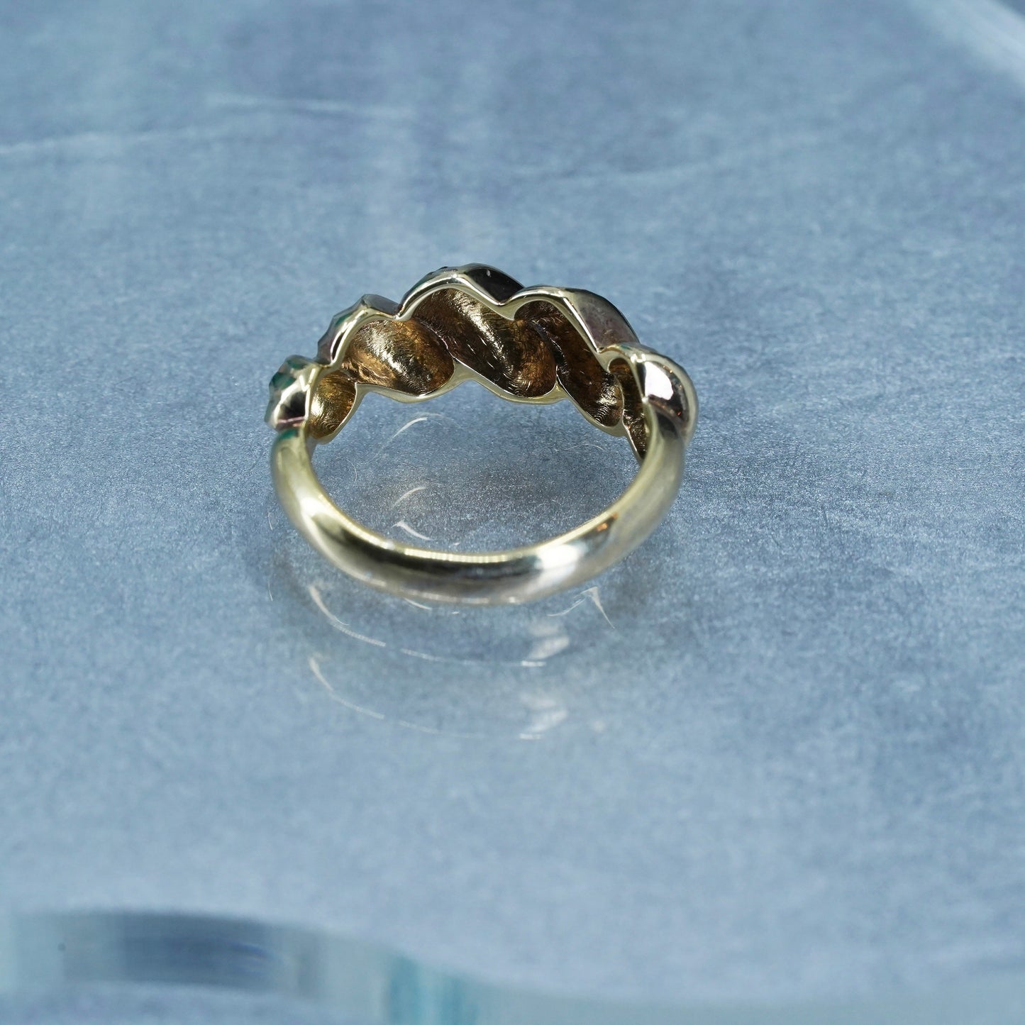 Size 7, vtg Italian Itaor vermeil gold filled Sterling 925 silver textured ring