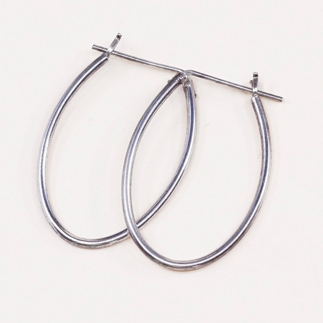 1", VTG sterling silver loop earrings, hoops, stamped 925