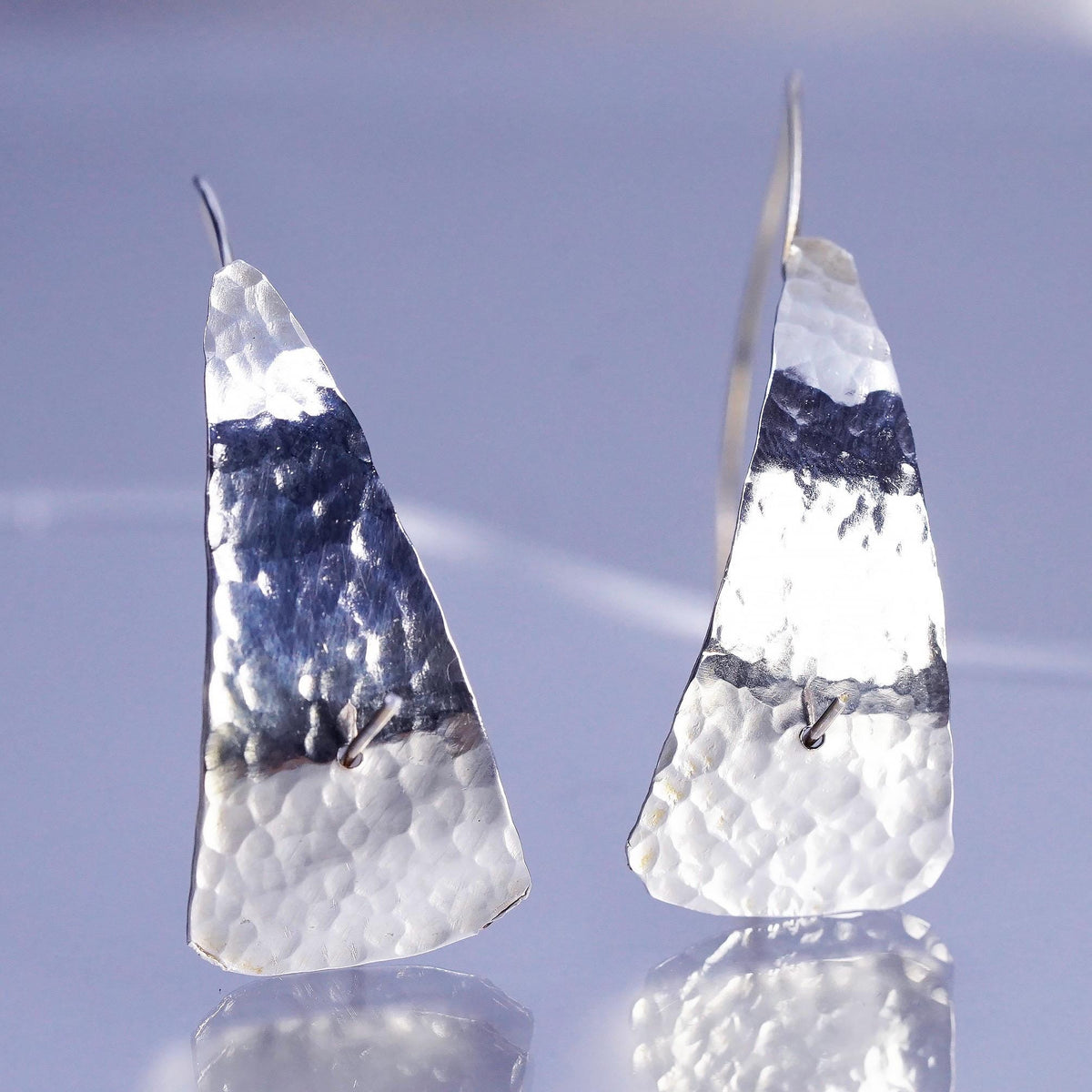 VTG Turkish Sterling 925 silver textured tag earrings with 14K gold wire hooks
