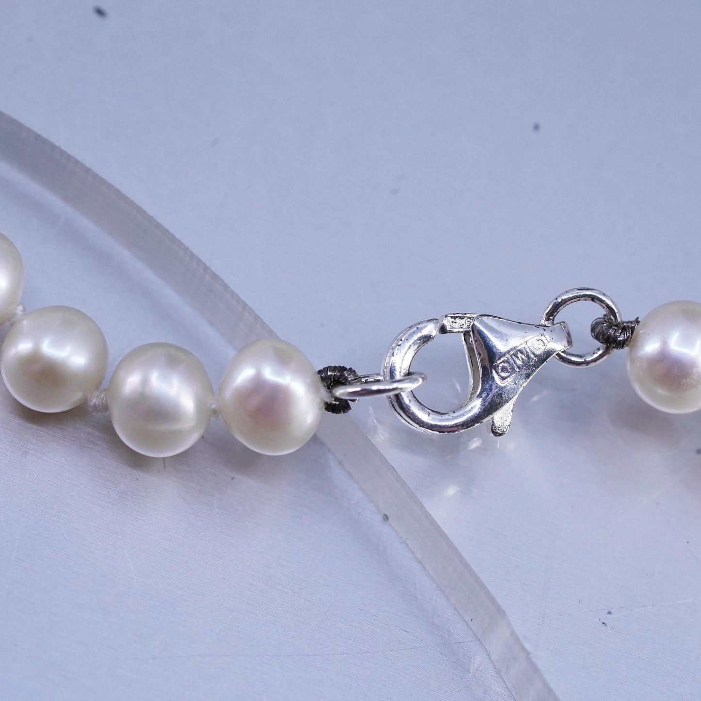 18", vintage 5mm freshwater pearl bead necklace with Sterling 925 silver clasp