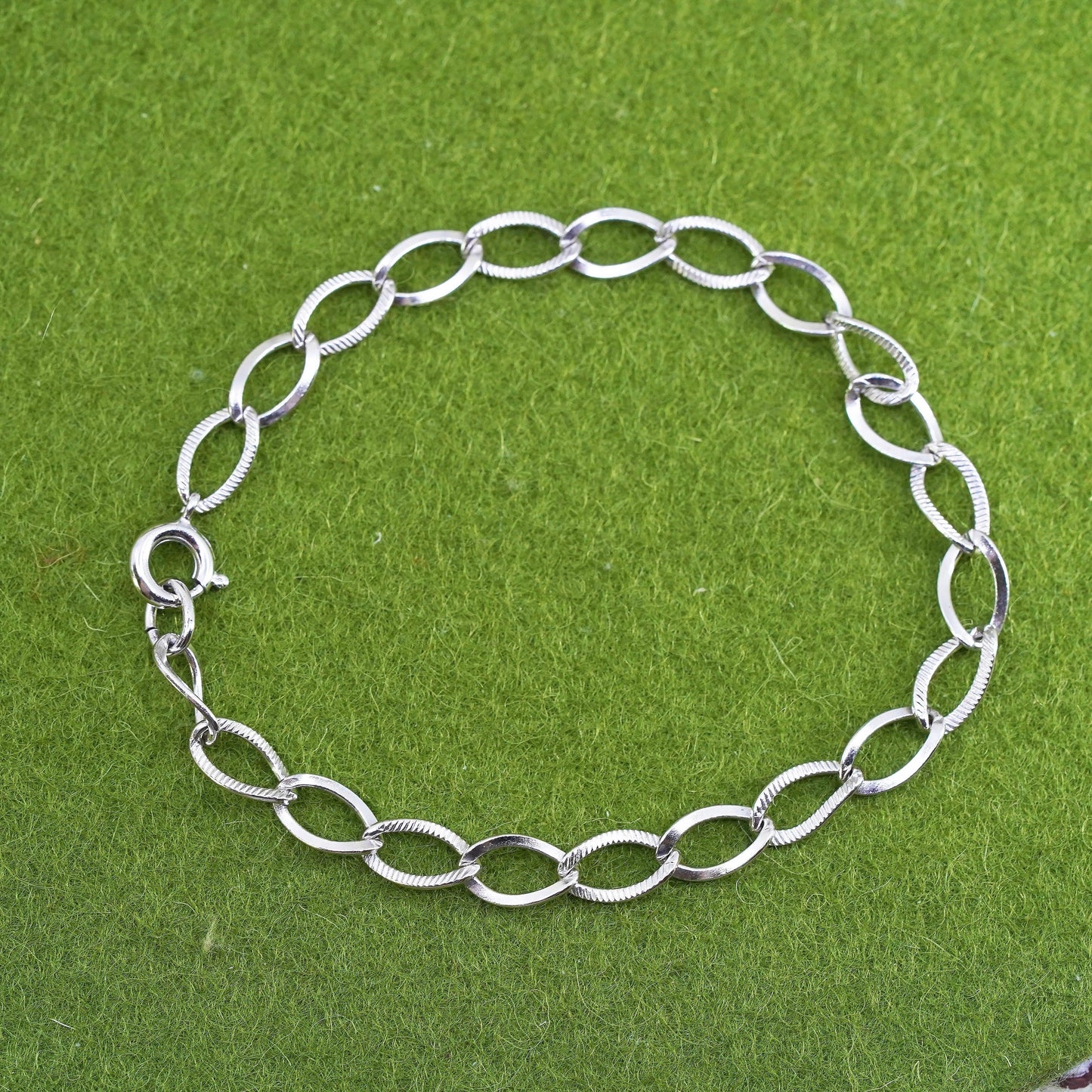 7”, Vintage milor sterling silver textured curb bracelet, bold 925 men’s chain