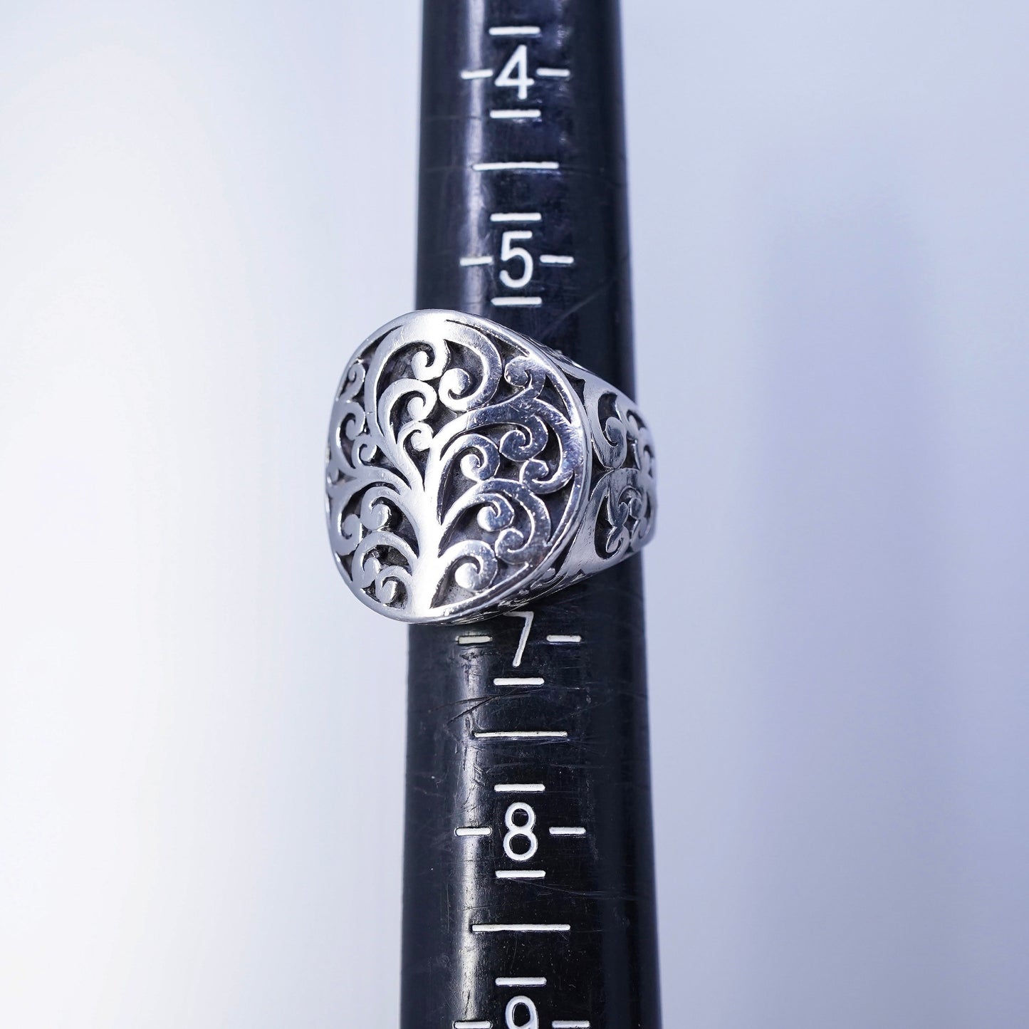 Size 6, vintage Sterling 925 silver handmade ring, modern swirly band