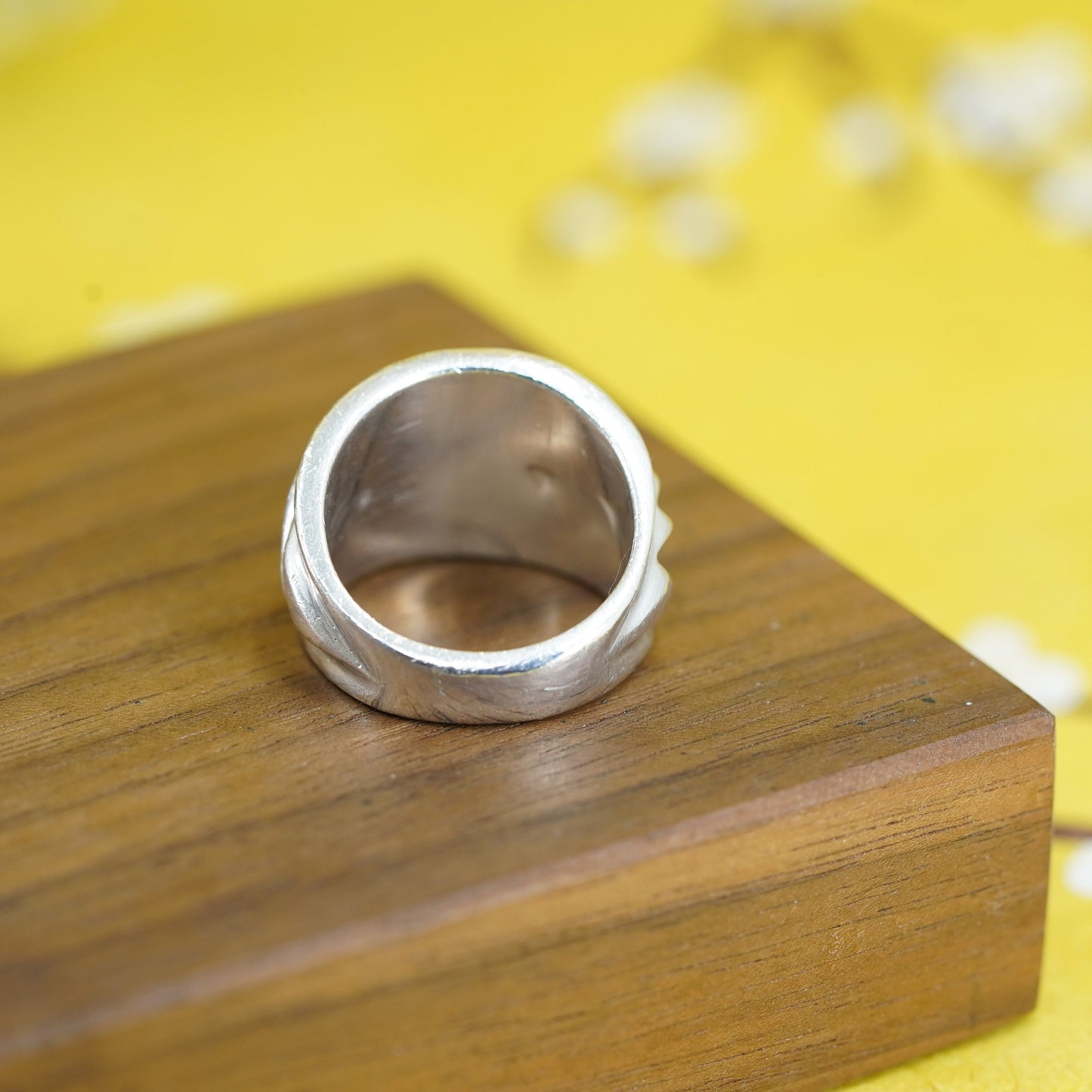 Size 7.25, Mexico sterling silver handmade ring, 925 ribbed band, minimalist