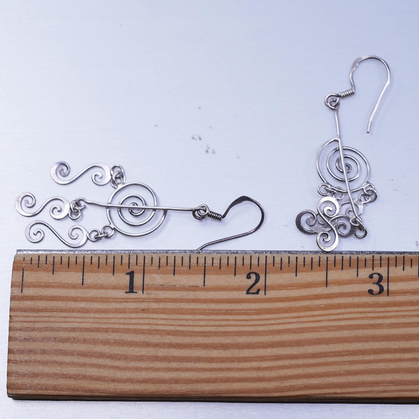 Vintage Sterling 925 silver handmade swirly earrings