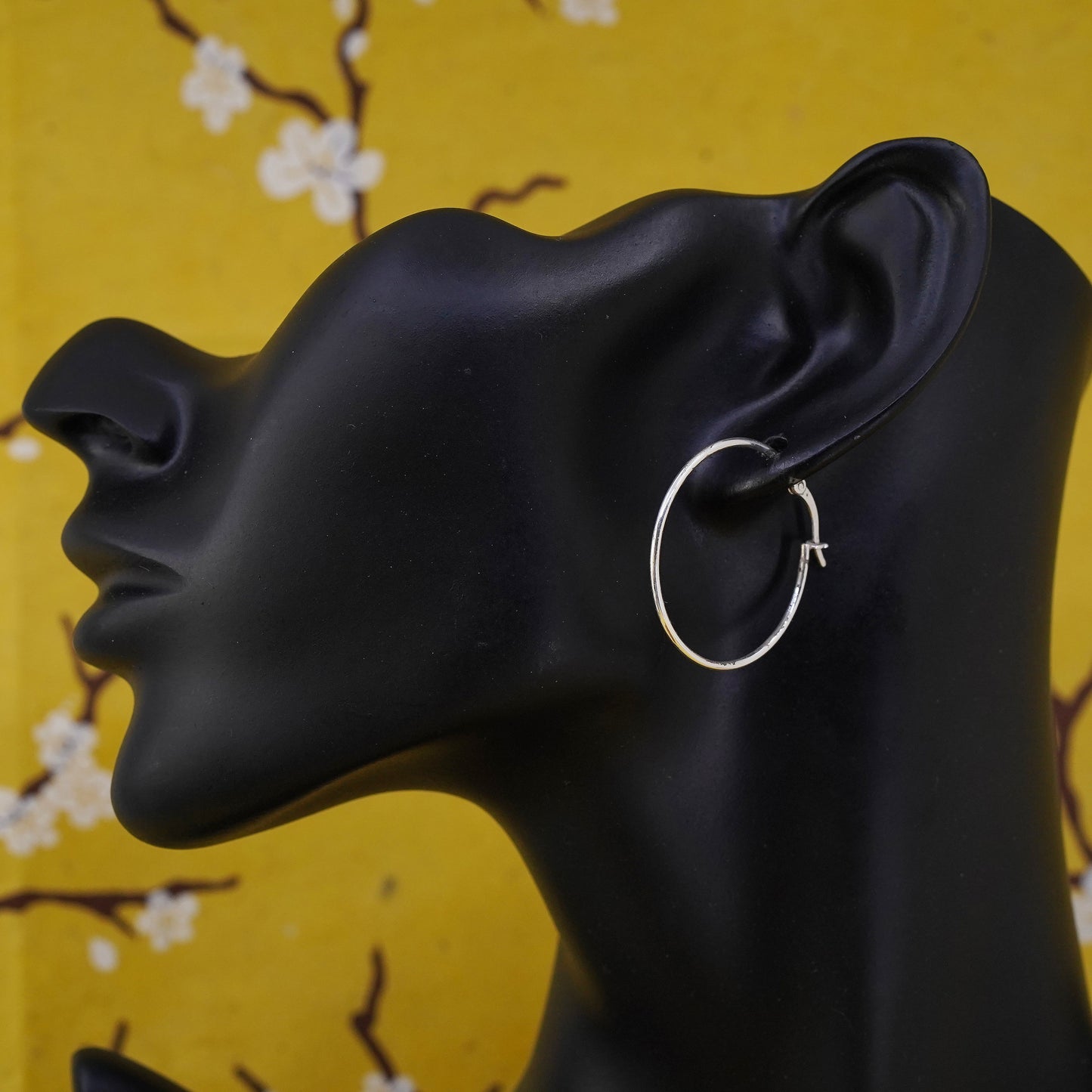 1.25", vintage Sterling silver handmade earrings, 925 hoops