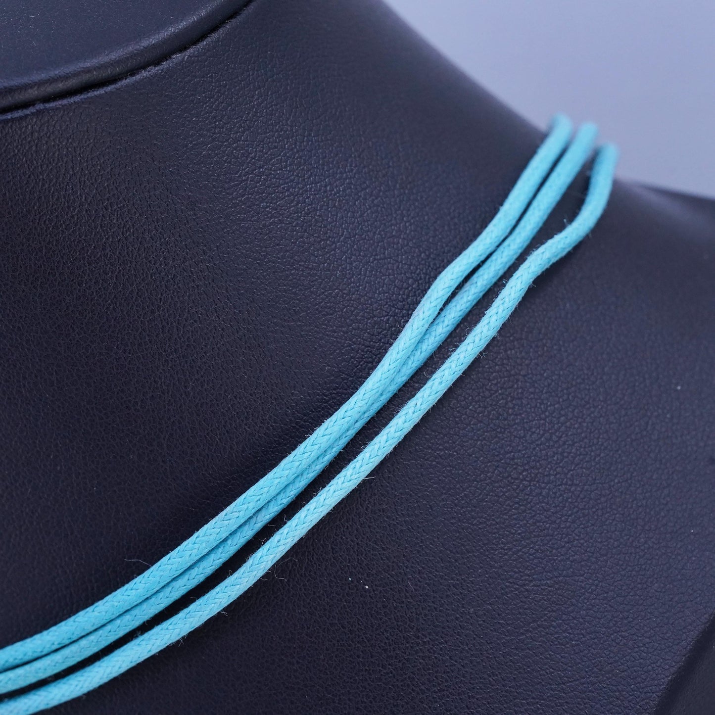 16+2", vintage Sterling 925 silver multi strands blue linen chain necklace