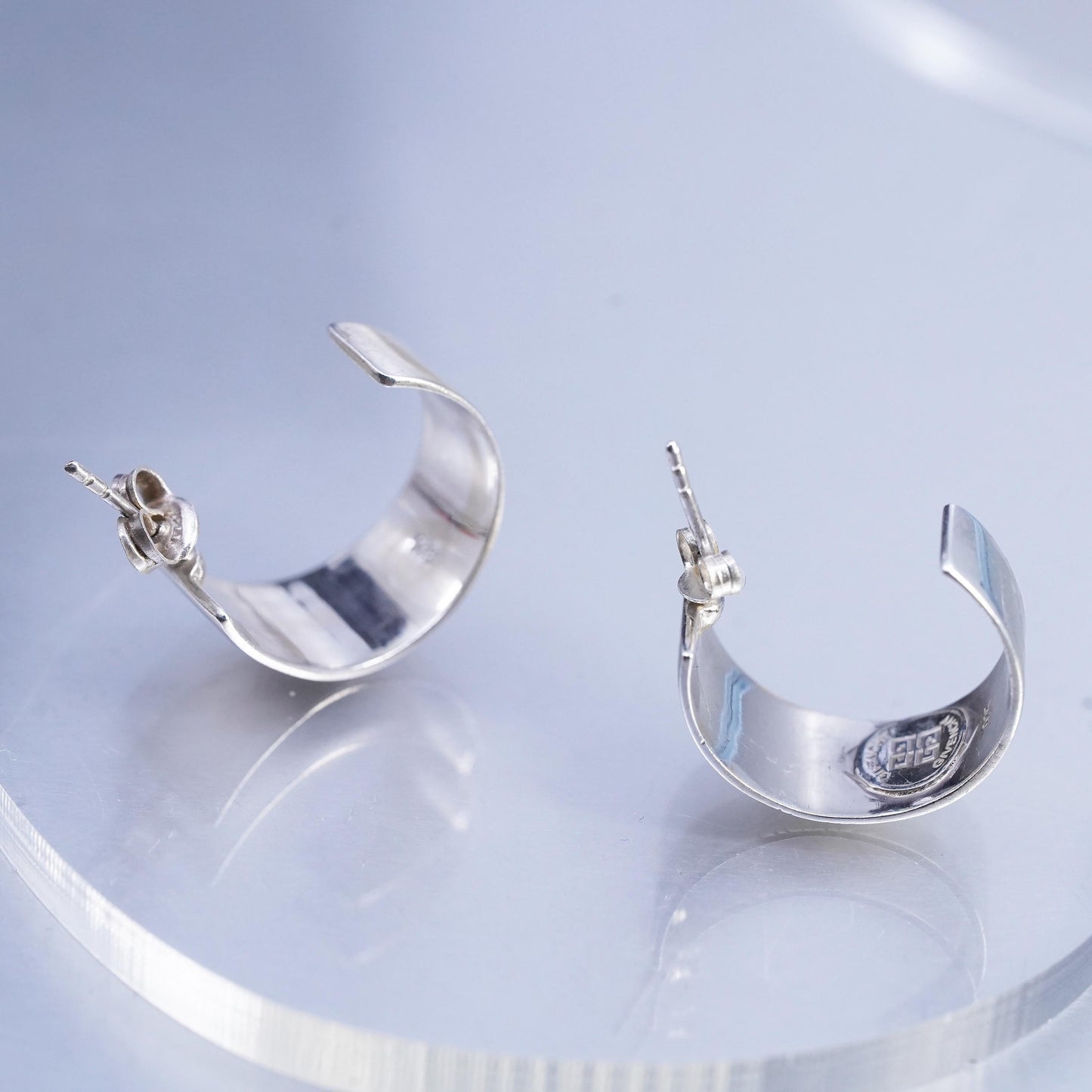 1", Vintage Givenchy 925 Sterling Silver Hoop Earrings, 925 Studs huggie studs