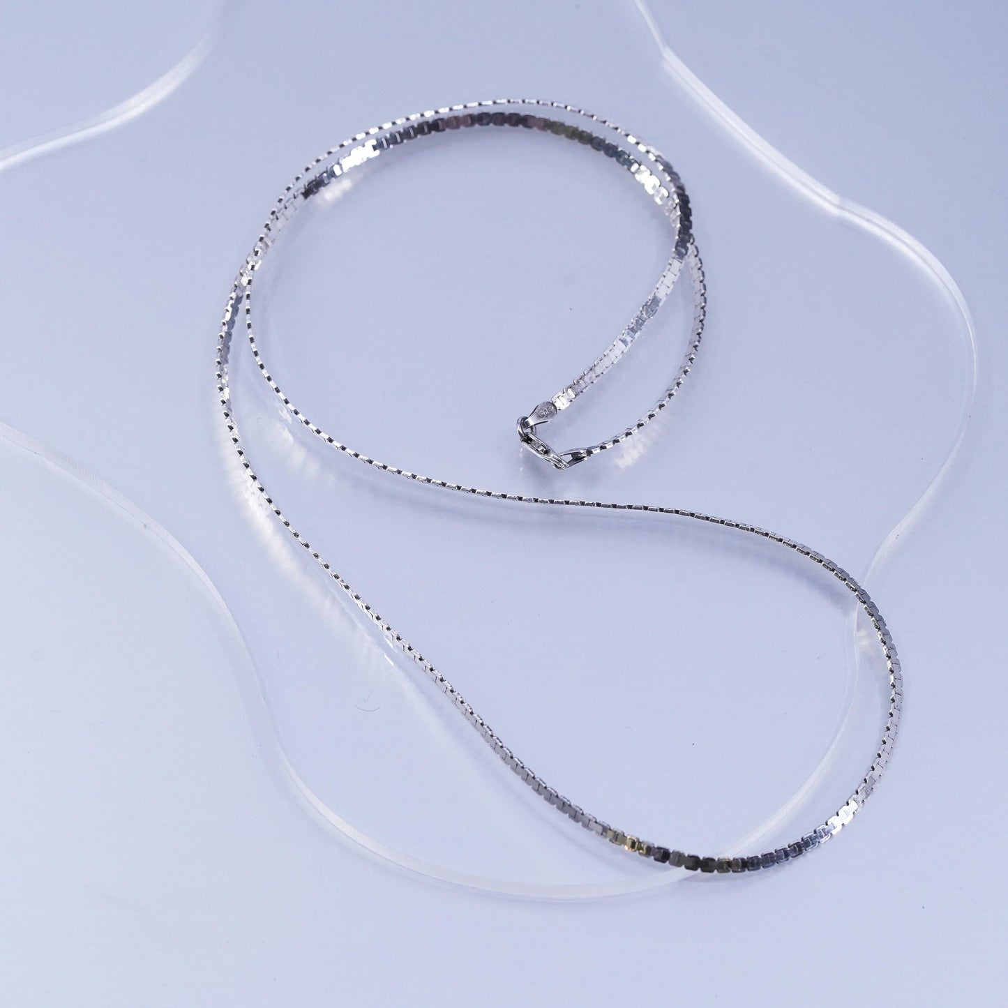 24” 3mm, vintage Sterling 925 silver flatten nugget chain necklace