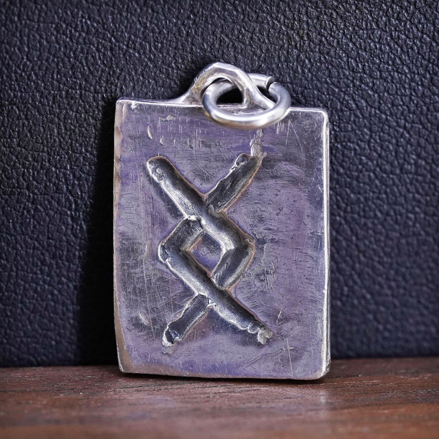 Vintage Sterling silver handmade DNA tag charm, 925 pendant