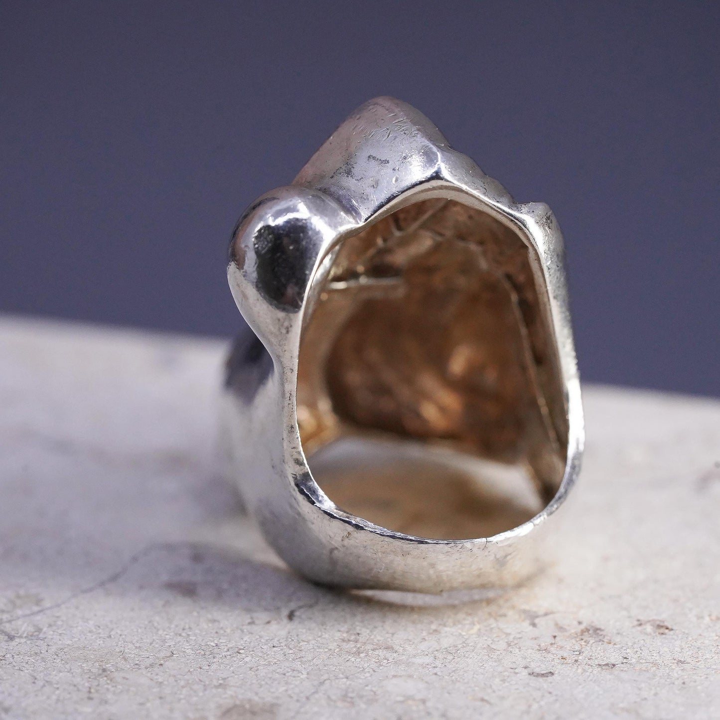 Size 6, Sterling Silver Sculptural Statement Ring, Abstract Swirl, Chunky Band