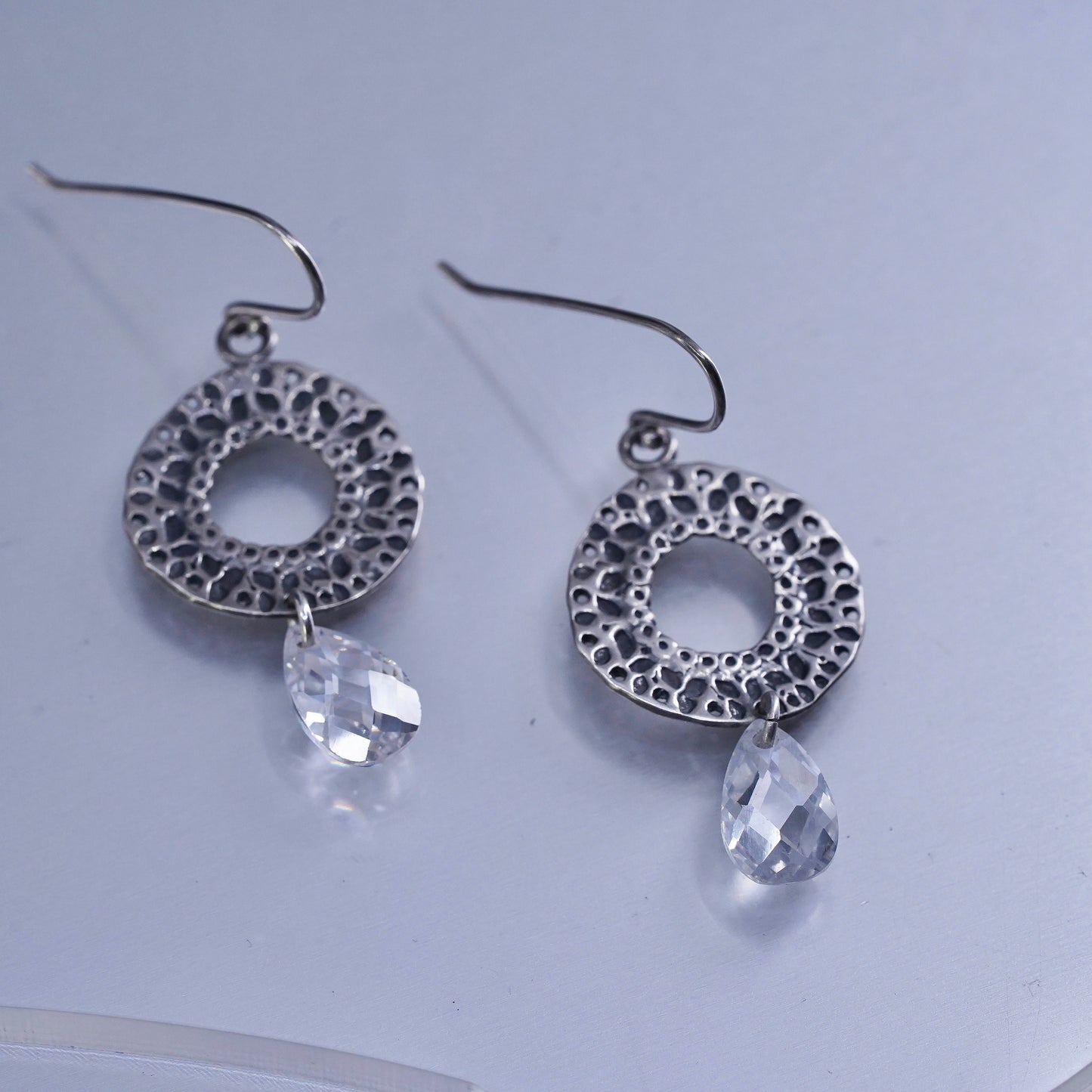 silpada sterling silver earrings, 925 circle drops teardrop crystal dangle
