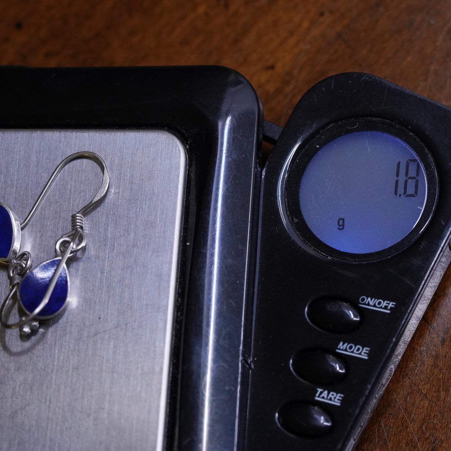 Vintage southwestern sterling 925 silver handmade teardrop earrings blue onyx