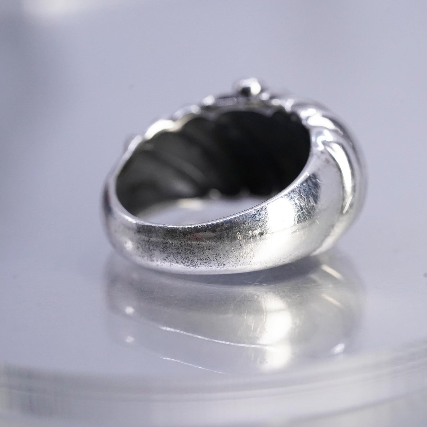 Size 8.25, Silpada Sterling 925 Silver Beaded Dot Swirl Dome Band Ring Retired