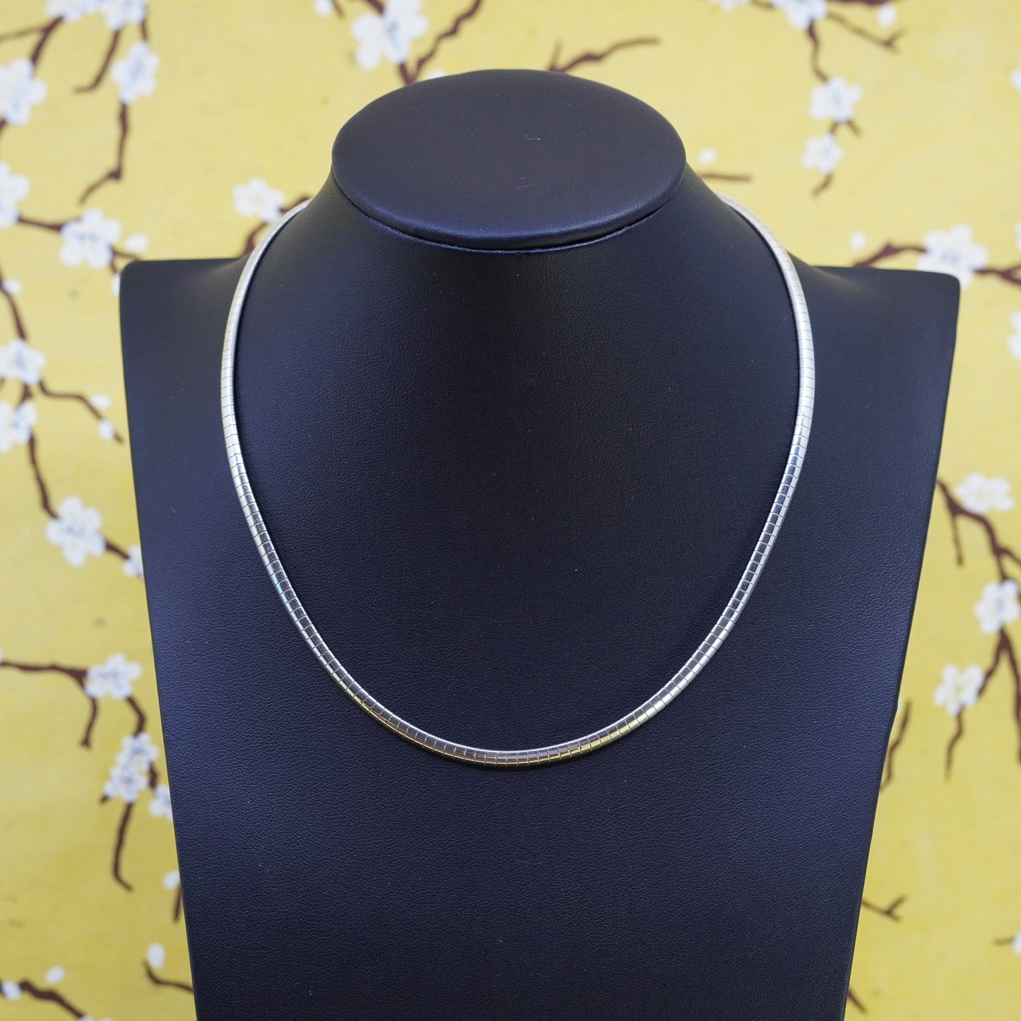 16”, 4mm, vintage Korea Sterling silver omega chain, Italy 925 necklace