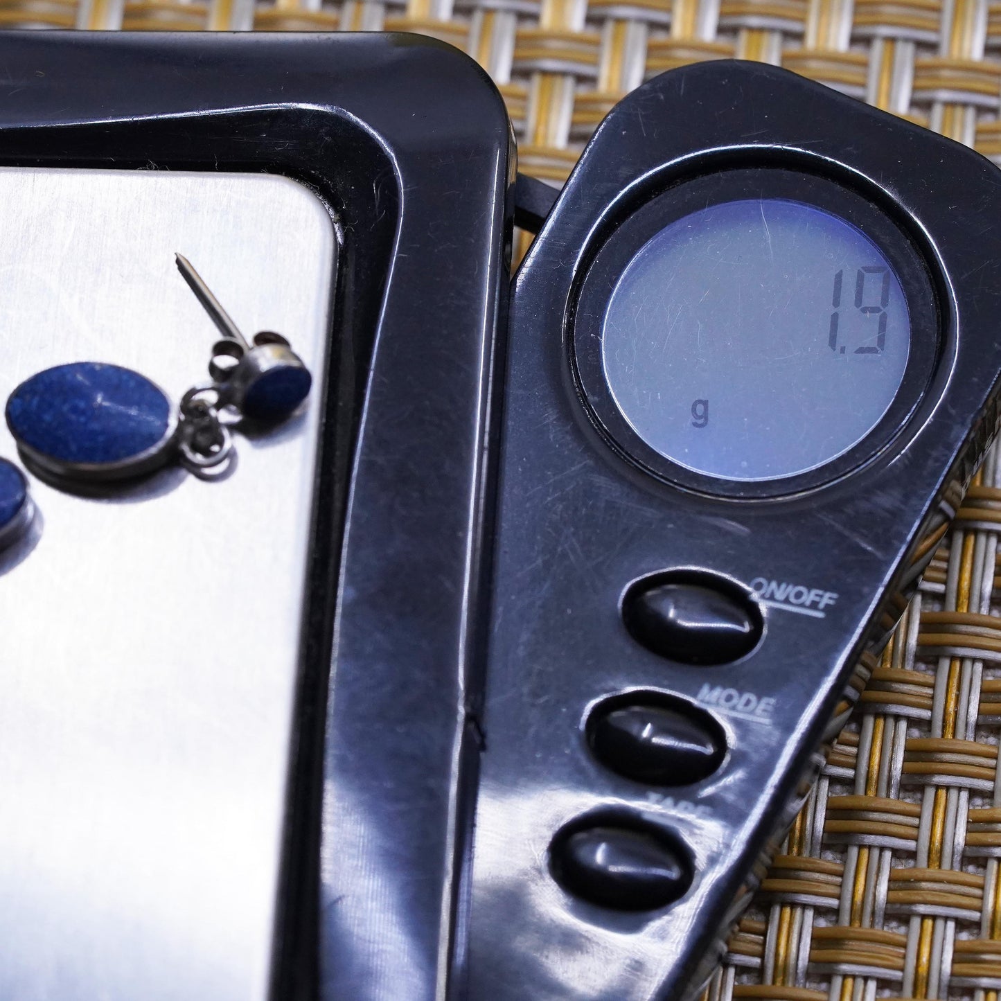 vintage Peruvian Sterling silver handmade earrings, 950 lapis lazuli dangles