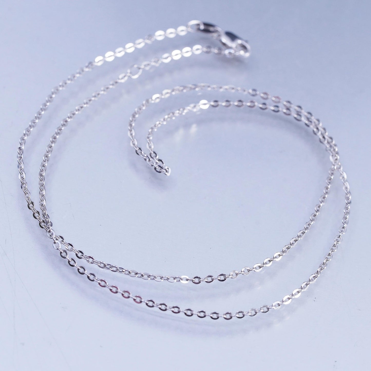 17+1" 1.6mm, vintage Italian Sterling 925 silver flatten circle chain necklace