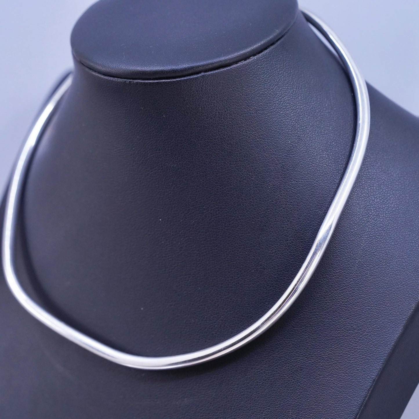 12", vintage Sterling silver handmade necklace, wavy 925 choker collar necklace