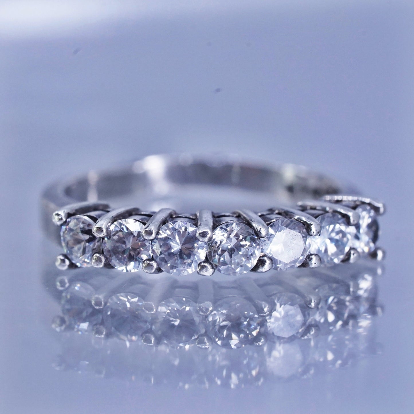 Size 5, vintage southwestern Sterling 925 silver wedding ring, Cz band