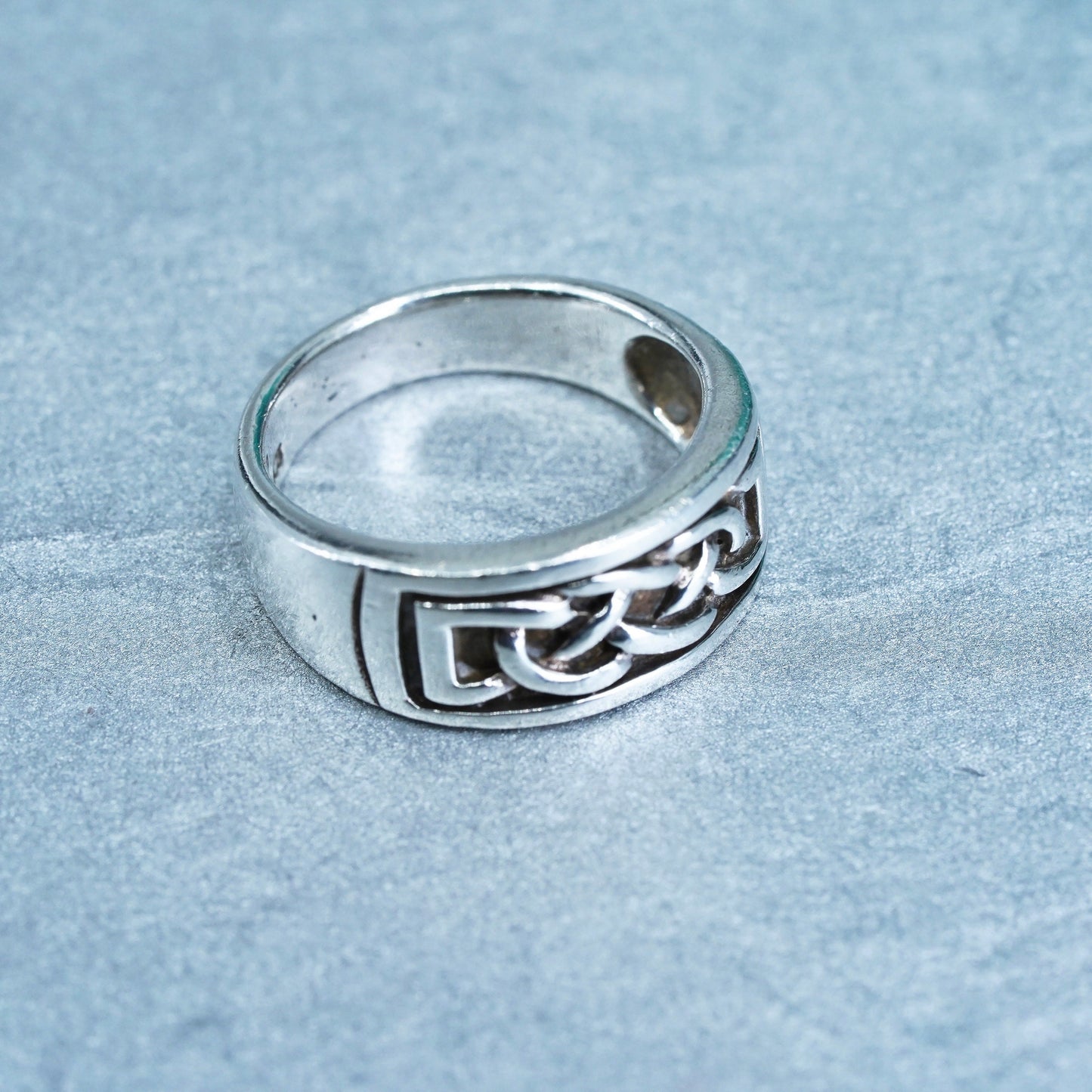 Size 7, vintage Sterling 925 silver handmade ring, woven braided cable band