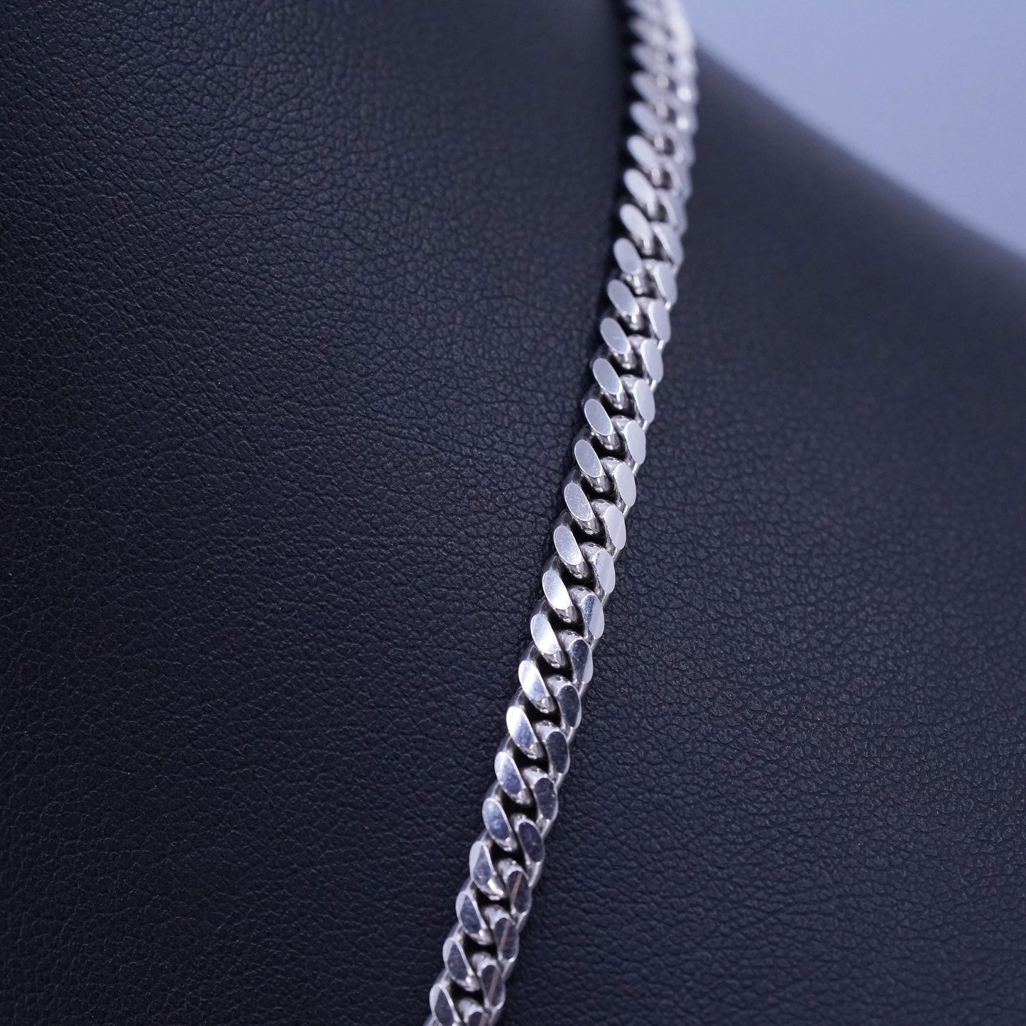 24” 5mm, vintage Italian Sterling 925 silver bold flatten curb chain necklace