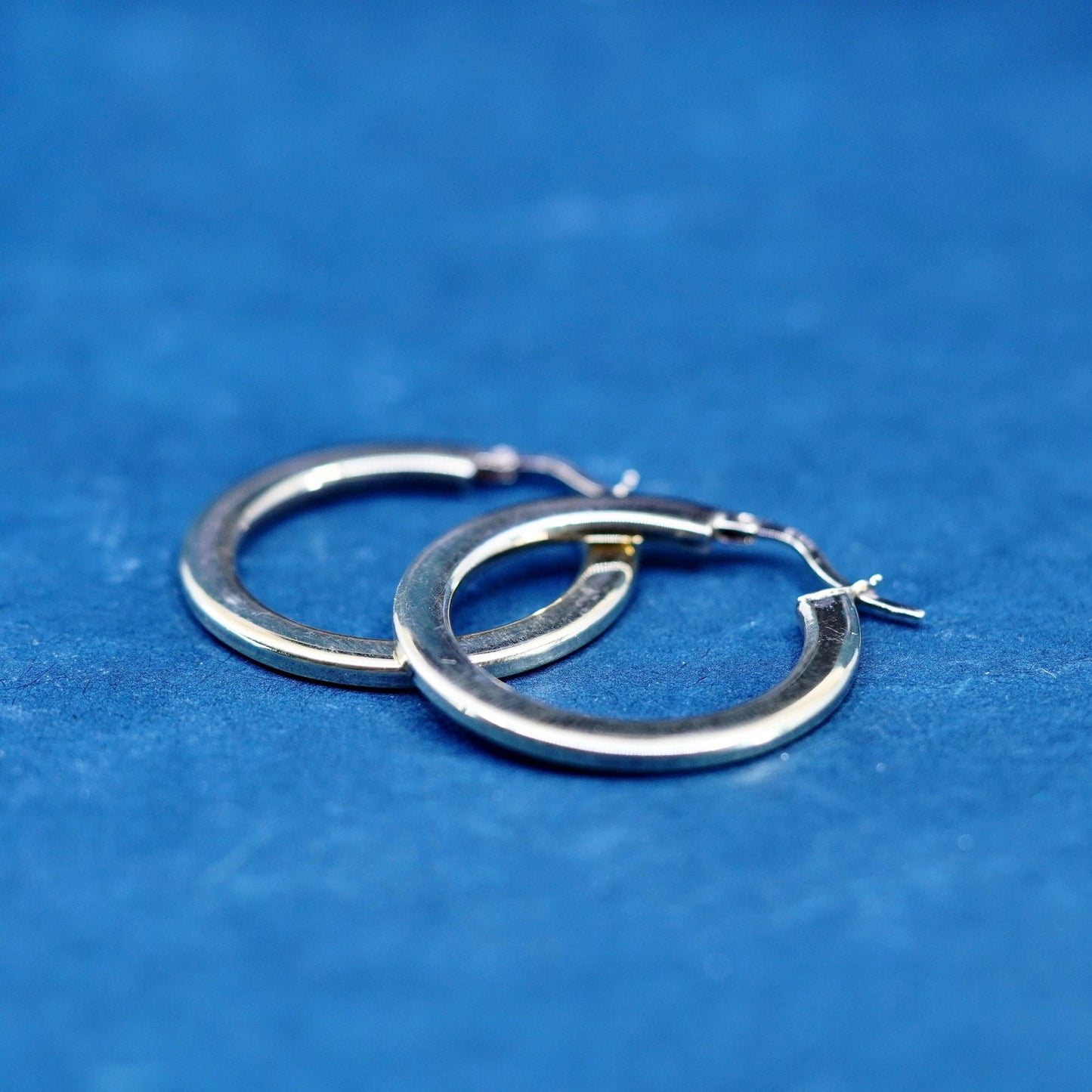 1.25”, vermeil gold filled Sterling 925 silver flatten hoop earrings, huggie